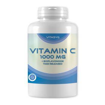 Vitamin C 1000mg 365 Tabletten Dose mit Hagebutte und Bioflavonoiden - Time Released